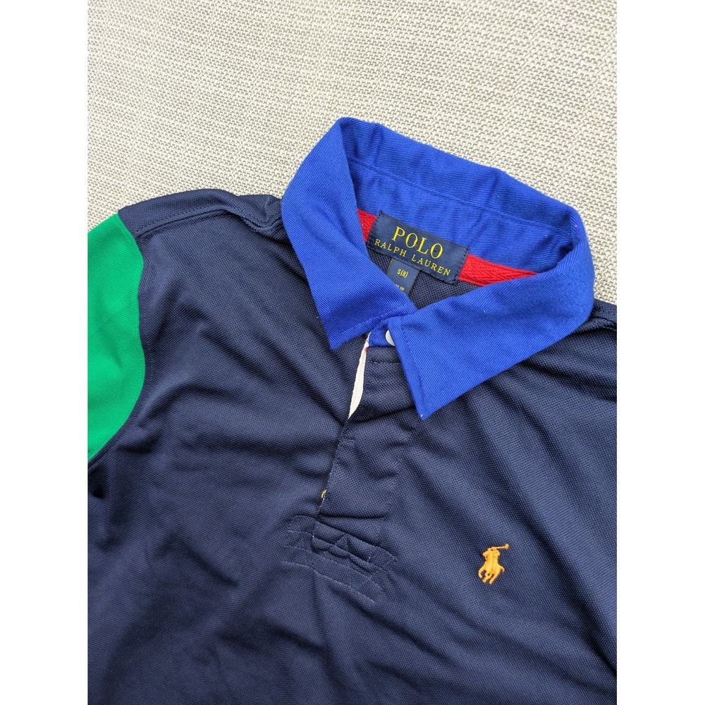 Polo Ralph Lauren Polo Shirt Boys 8 Navy Colorblock 67 Back Pony Logo Rugby
